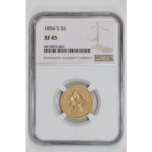 1856-S $5 GOLD LIBERTY HALF EAGLE NGC XF45