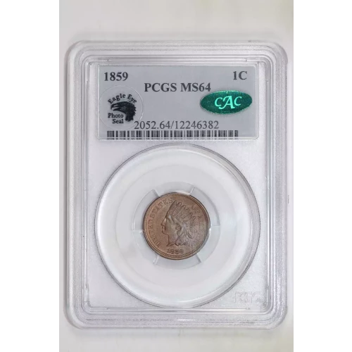 1859 INDIAN HEAD CENT PCGS MS64 CAC EAGLE EYE