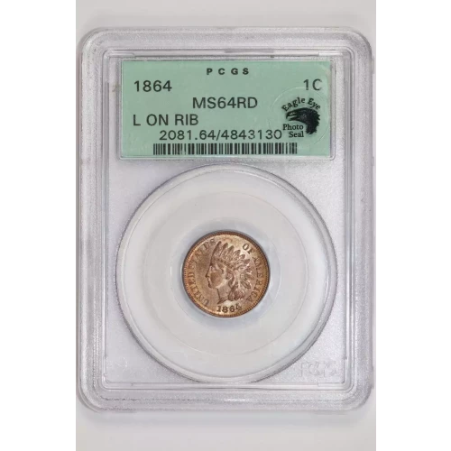 1864 L ON RIBBON INDIAN CENT PCGS MS64 RED OGH - VERY PQ!