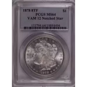 1878 8TF $1 VAM 12 Notched Stars