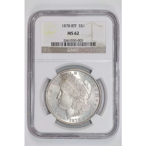 1878 8TF MORGAN DOLLAR NGC MS62