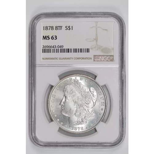 1878 8TF MORGAN DOLLAR NGC MS63