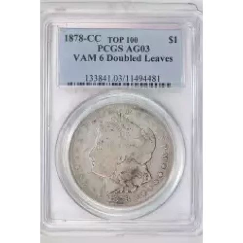 1878-CC $1 VAM 6 Doubled Leaves