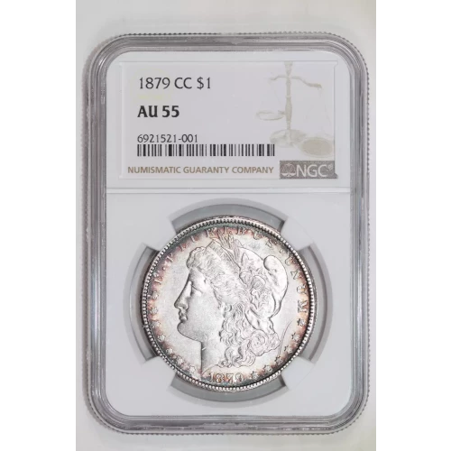 1879-CC MORGAN DOLLAR NGC AU55 - NICE ALBUM TONING! (2)