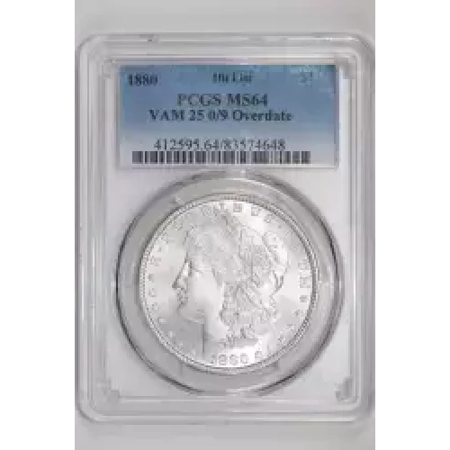 1880 $1 VAM 25 0/9 Overdate