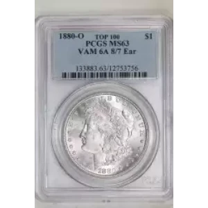 1880-O $1 VAM 6A 8/7 Ear