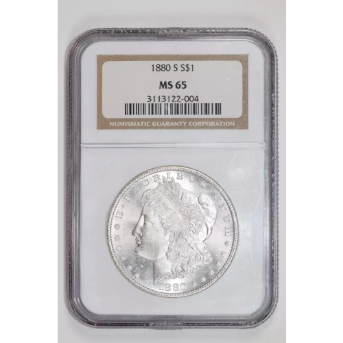 1880-S MORGAN DOLLAR NGC MS65 - FLASHY, WHITE