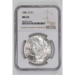 1881-O MORGAN DOLLAR NGC MS63 - LOOKS NICER!