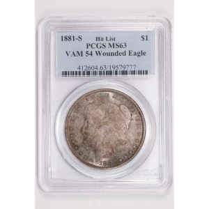 1881-S $1 VAM 54B Wounded Eagle Hit List
