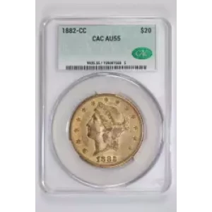 1882-CC $20 GOLD LIBERTY DOUBLE EAGLE CACG AU55 - VERY PQ! (2)