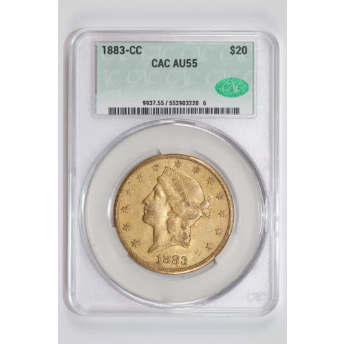 1883-CC $20 GOLD LIBERTY DOUBLE EAGLE CACG AU55 - VERY PQ!