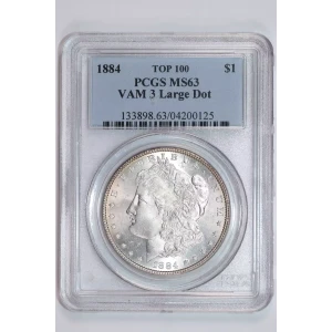 1884 $1 VAM 3 Large Dot TOP 100