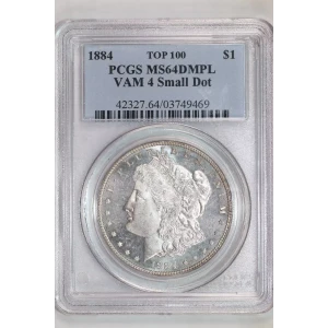 1884 $1 VAM 4 Small Dot, DMPL