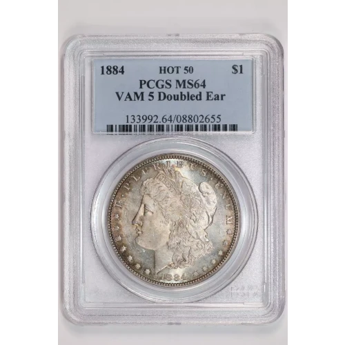 1884 $1 VAM 5 Doubled Ear HOT 50