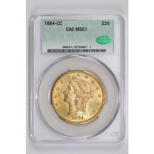 1884-CC $20 GOLD LIBERTY DOUBLE EAGLE CACG MS61 - VERY PQ!