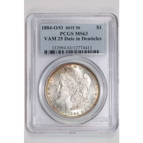 1884-O $1 VAM 25 Date in Denticles HOT 50
