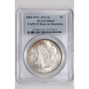 1884-O $1 VAM 25 Date in Denticles HOT 50