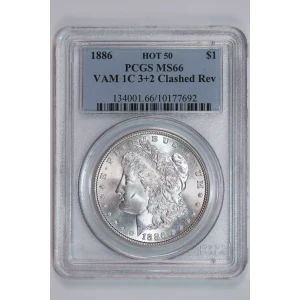 1886 $1 VAM 1C, 3+2 Reverse Clash HOT 50 (2)