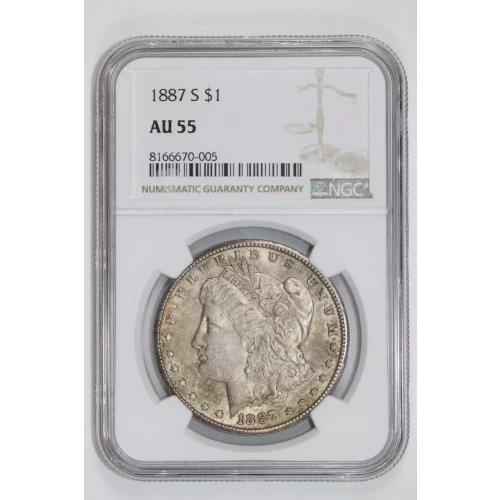 1887-S MORGAN DOLLAR NGC AU55