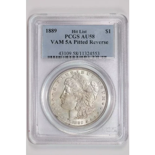 1889 $1 VAM 5A Pitted Reverse Hit List