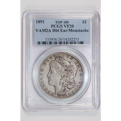 1891 $1 VAM 2A Dbl Ear/Moustache TOP 100