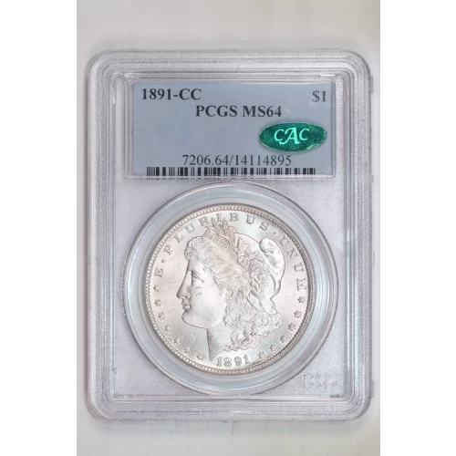 1891-CC MORGAN DOLLAR PCGS MS64 CAC - VERY PQ!