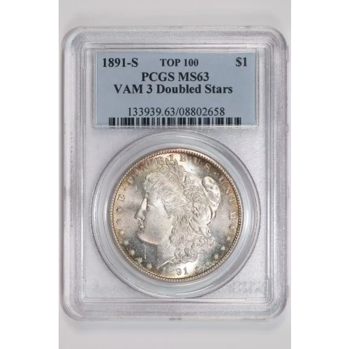 1891-S $1 VAM 3 Doubled Stars TOP 100