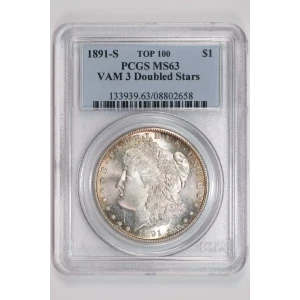 1891-S $1 VAM 3 Doubled Stars TOP 100