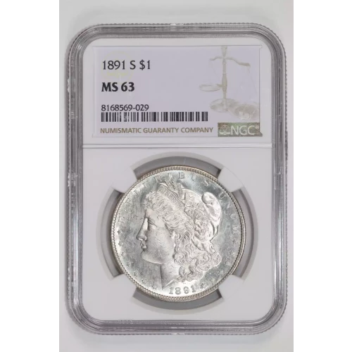 1891-S MORGAN DOLLAR NGC MS63 FLASHY PQ!