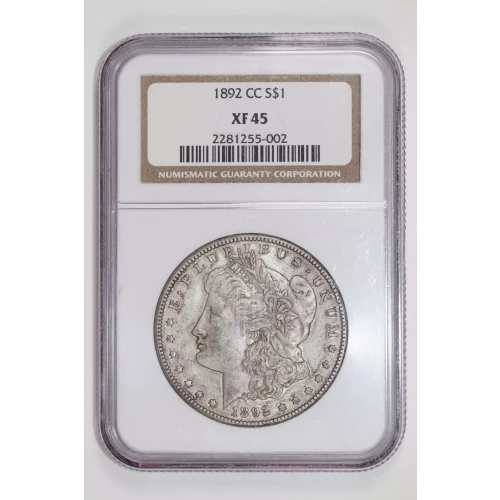 1892-CC MORGAN DOLLAR NGC XF45 NICE ORIGINAL COIN! (2)