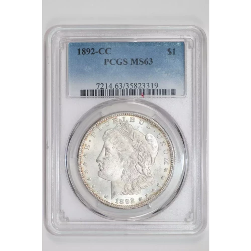 1892-CC MORGAN DOLLAR PCGS MS63