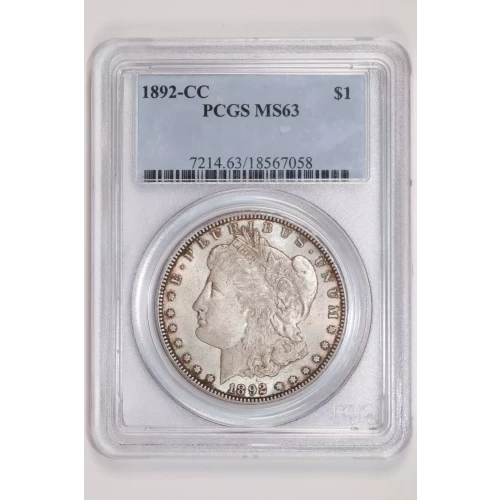 1892-CC MORGAN DOLLAR PCGS MS63