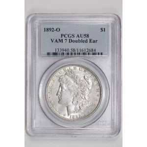 1892-O $1 VAM 5(7) Doubled Ear TOP 100