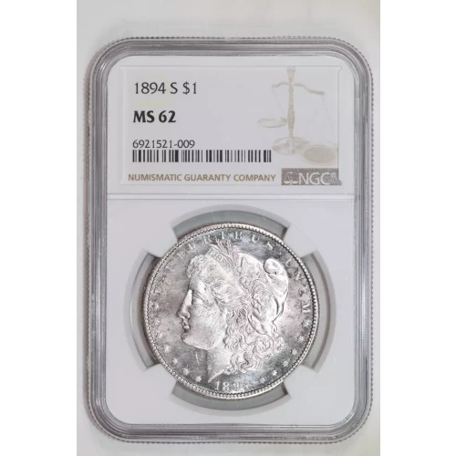 1894-S MORGAN DOLLAR NGC MS62 FLASHY SEMI PROOF-LIKE!