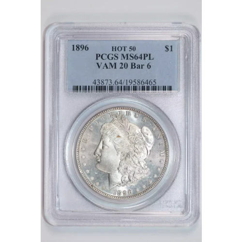 1896 $1 VAM 20 Bar 6 HOT 50, PL