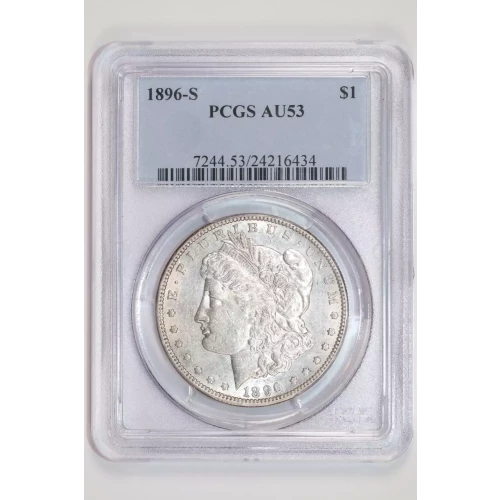 1896-S MORGAN DOLLAR PCGS AU53