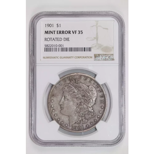 1901 MORGAN DOLLAR NGC VF35 - ROTATED DIES ERROR AND LABEL ERROR
