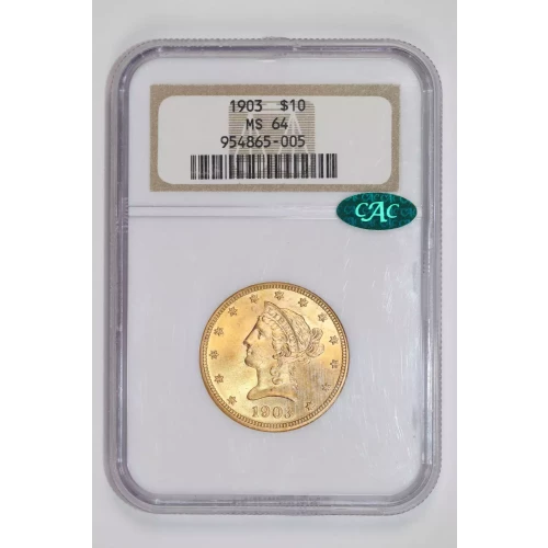 1903 $10 GOLD LIBERTY EAGLE NGC MS64 CAC VERY PQ! (2)