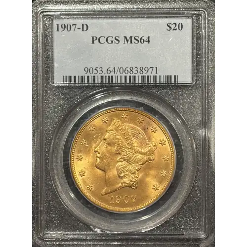 1907-D $20 GOLD LIBERTY DOUBLE EAGLE PCGS MS64 (3)