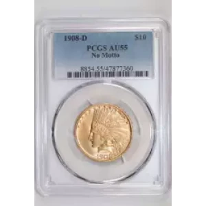 1908-D $10 No Motto