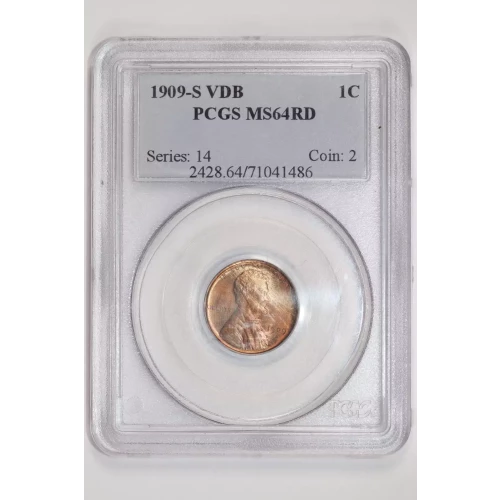 1909-S VDB LINCOLN CENT PCGS MS64 RED (2)