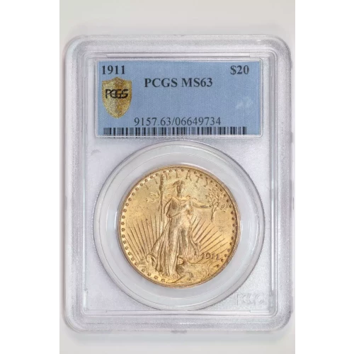 1911 $20 GOLD SAINT GAUDENS DOUBLE EAGLE PCGS MS63