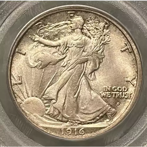 1916-S WALKING LIBERTY HALF DOLLAR PCGS MS65 CAC - VERY PQ!  (2)