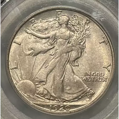 1920-D WALKING LIBERTY HALF DOLLAR PCGS AU58 CAC - VERY PQ!  (2)