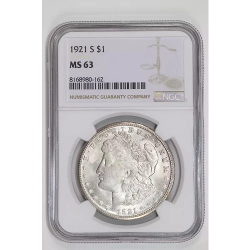 1921-S MORGAN DOLLAR NGC MS63