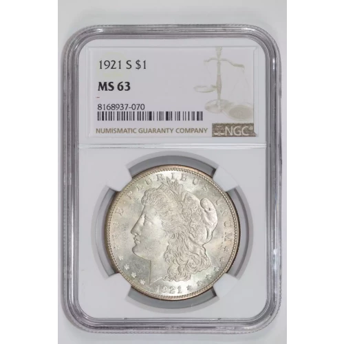 1921-S MORGAN DOLLAR NGC MS63