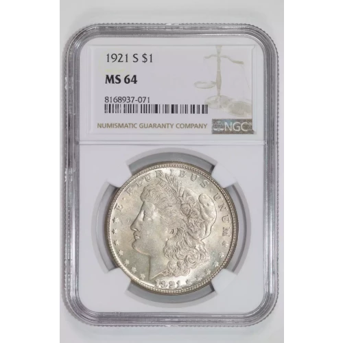 1921-S MORGAN DOLLAR NGC MS64