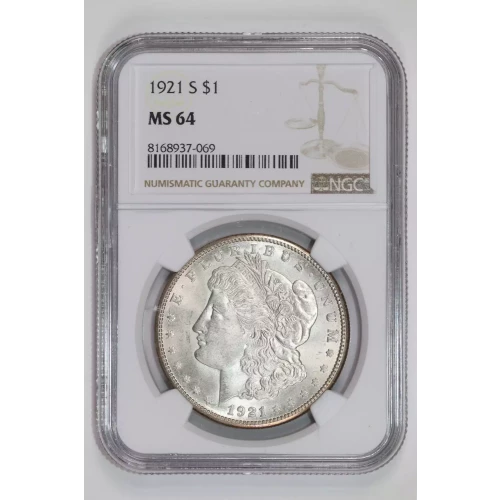 1921-S MORGAN DOLLAR NGC MS64