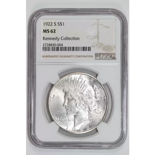 1922-S PEACE DOLLAR NGC MS62 KENNEDY COLLECTION