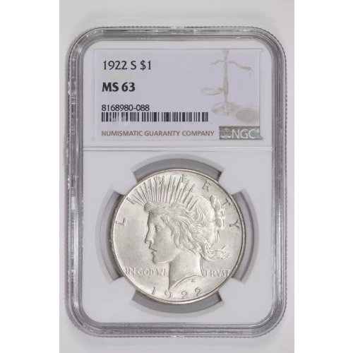 1922-S PEACE DOLLAR NGC MS63 (2)